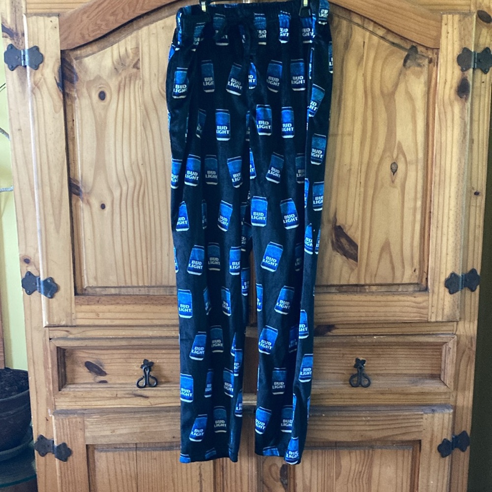 Men Bud Light black blue pajama lounge pants - size XL